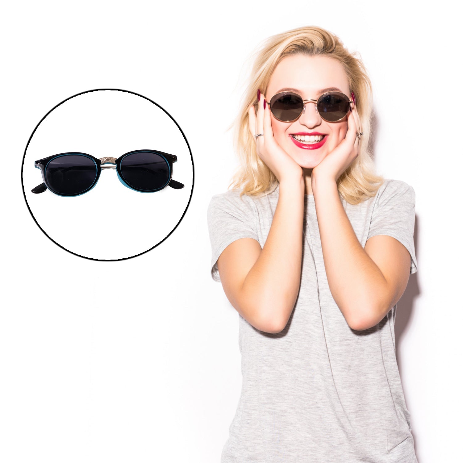 Sky Blue UV Protected Round Sunglasses, classic Sunglasses for Men & Women, Lightweight Sky Blue UV Protected Round Sunglasses, classic Sunglasses for Men & Women, Lightweight
